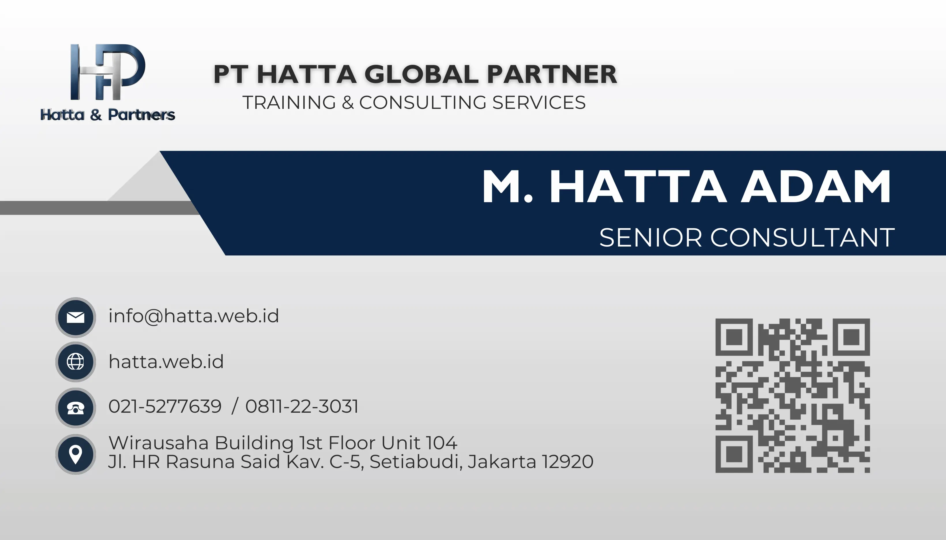 Kartu nama PT Hatta Global Partner dengan QR Code vCard